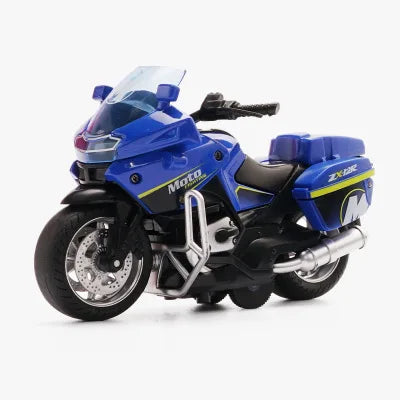 1/14 Alloy Motorcycle Pull Back Men's Locomotive Police Car Simulation Vehicle Model Toy with Light and Music Children's Toys