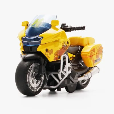 1/14 Alloy Motorcycle Pull Back Men's Locomotive Police Car Simulation Vehicle Model Toy with Light and Music Children's Toys