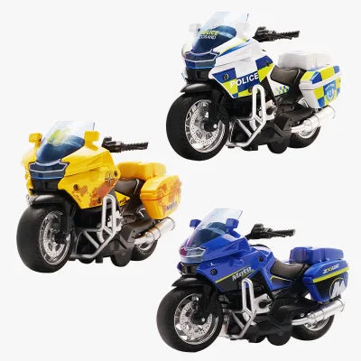 1/14 Alloy Motorcycle Pull Back Men's Locomotive Police Car Simulation Vehicle Model Toy with Light and Music Children's Toys