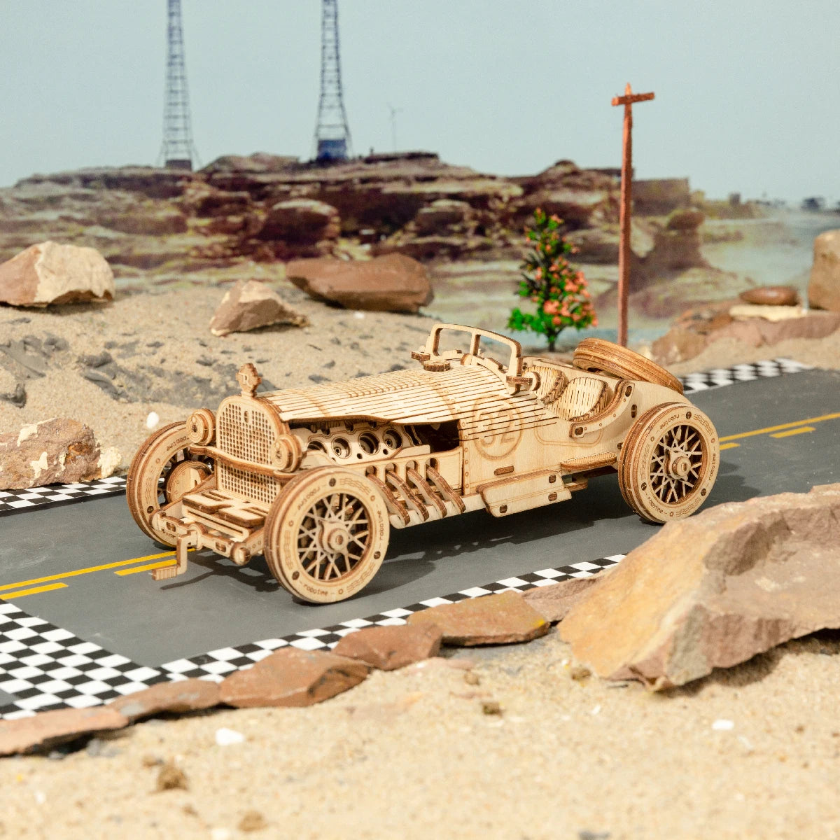 Robotime Rokr 3D Puzzle Movable Steam Train,Car,Jeep Assembly Toy Gift for Children Adult Wooden Model Building Block Kits