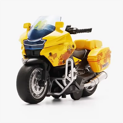 1/14 Alloy Motorcycle Pull Back Men's Locomotive Police Car Simulation Vehicle Model Toy with Light and Music Children's Toys