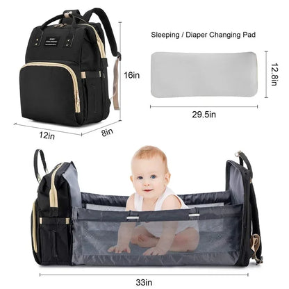 Mother Backpack Multifunctional Large Baby Crib Mommy Bag Foldable Newborn Care Stroller Organizer Diaper Bags with Changing Pad