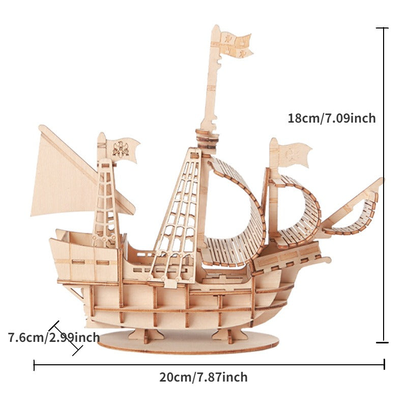 Zonan 3D Wooden Sailboat Puzzle