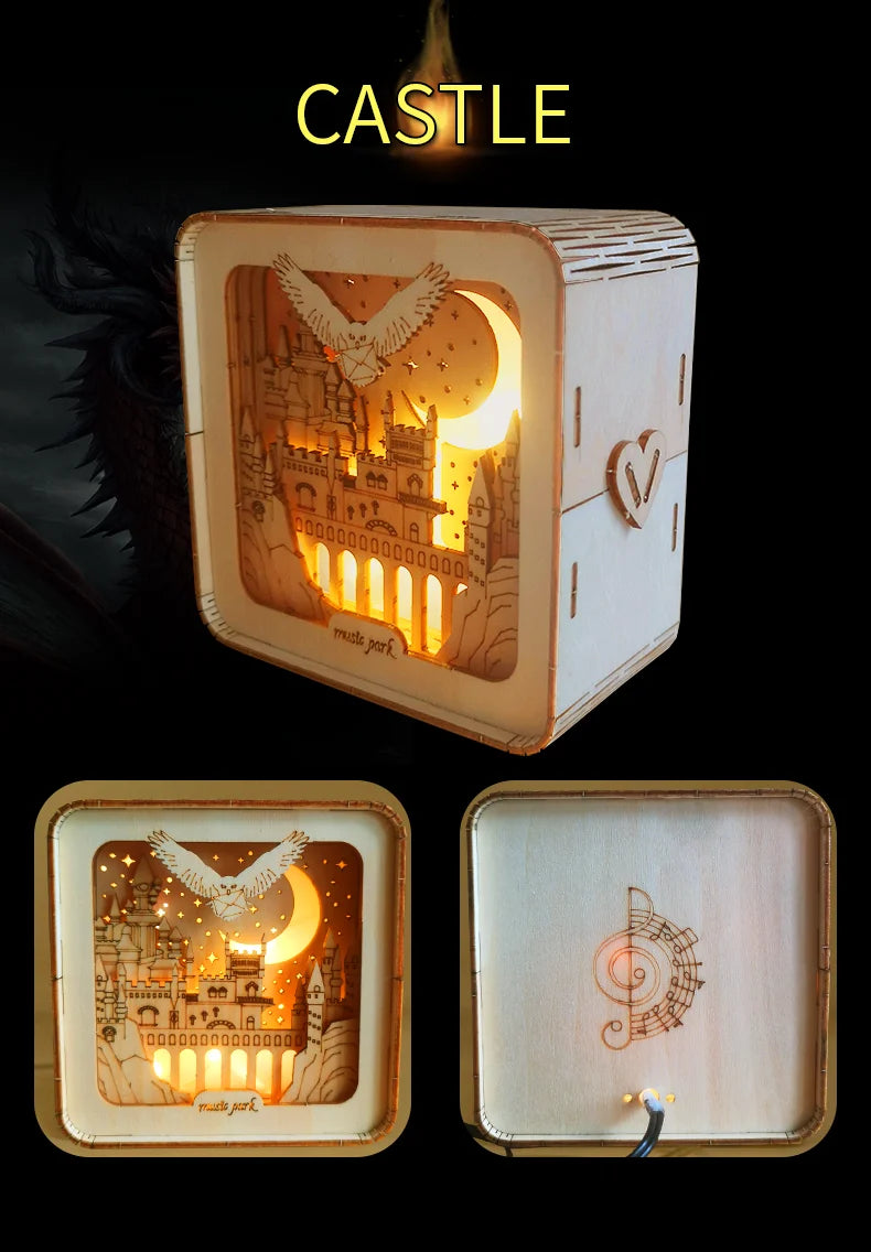 3D Wooden Puzzles Castle Model Kit Night Lights For Kids Desk Decorations Birthday Christmas Gifts For Women