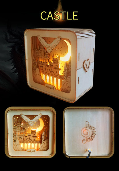 3D Wooden Puzzles Castle Model Kit Night Lights For Kids Desk Decorations Birthday Christmas Gifts For Women
