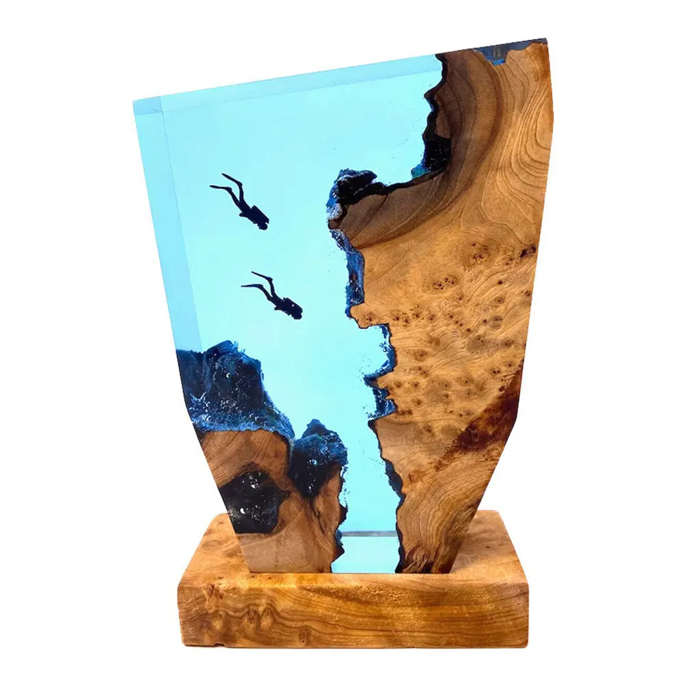 Seabed Exploration Organism Resin Table Light 2 Divers Resin Table Light Deep Sea Diver Night Light Bedroom Office Desk Decor