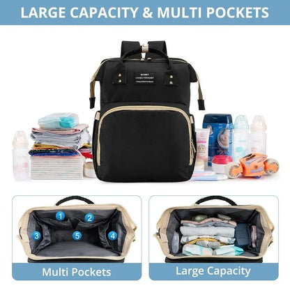 Mother Backpack Multifunctional Large Baby Crib Mommy Bag Foldable Newborn Care Stroller Organizer Diaper Bags with Changing Pad