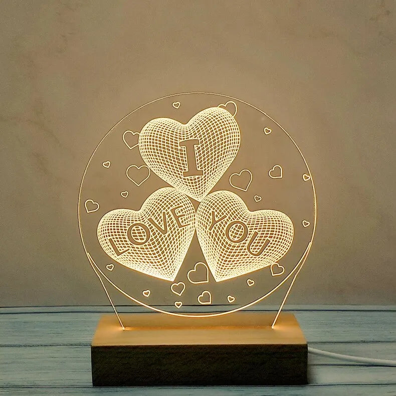 1pc Night Light Creative Acrylic Bedroom Bedside LED Table Lamp Holiday Event Gift System Gifts