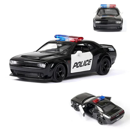 1/36 Car Model Toy Ford Lamborghini Challenger Diecast Alloy Police with Pull Back Metal Sports Cars Model for Boy Birthday Gift