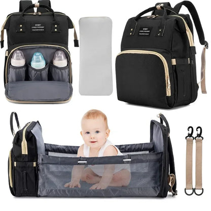 Mother Backpack Multifunctional Large Baby Crib Mommy Bag Foldable Newborn Care Stroller Organizer Diaper Bags with Changing Pad
