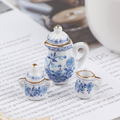 15Pcs 1:12 Dollhouse Miniature Tableware Porcelain Ceramic Tea Cup Set Model Kitchen Accessories For Doll House Decor Toys Gift