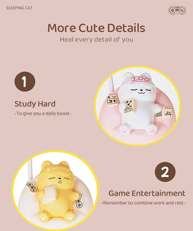 4 Style Cute Cat Night Light Accompany Children Birthday Gift Rechargeable Cartoon Silicone Lamps Room Bedside Decoration Soft