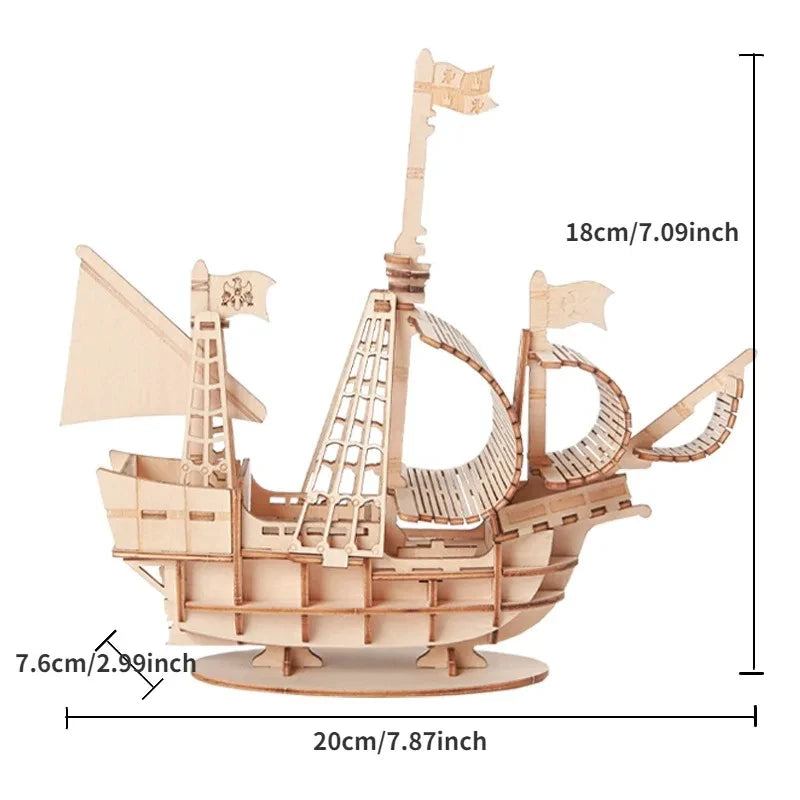 Zonan 3D Wooden Sailboat Puzzle