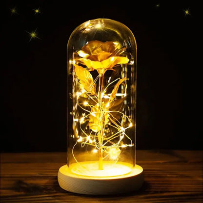 Eternal Life Flower Gold Foil Rose Valentine Gift Creative Gift LED Night Light