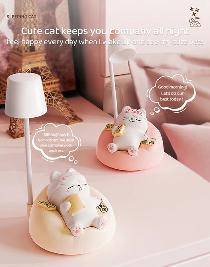 4 Style Cute Cat Night Light Accompany Children Birthday Gift Rechargeable Cartoon Silicone Lamps Room Bedside Decoration Soft