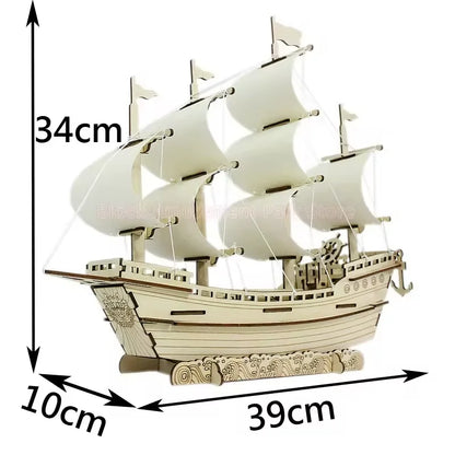 Zonan 3D Wooden Sailboat Puzzle