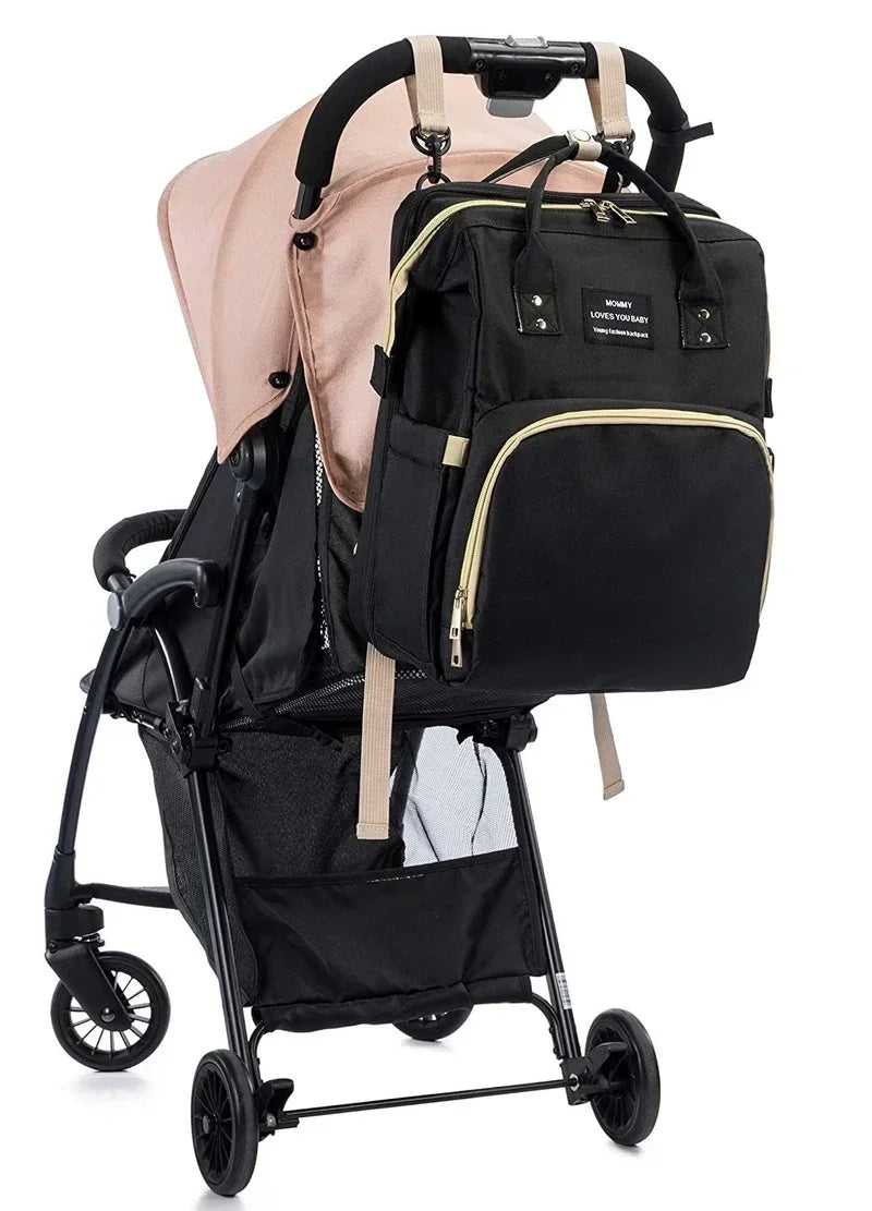 Mother Backpack Multifunctional Large Baby Crib Mommy Bag Foldable Newborn Care Stroller Organizer Diaper Bags with Changing Pad