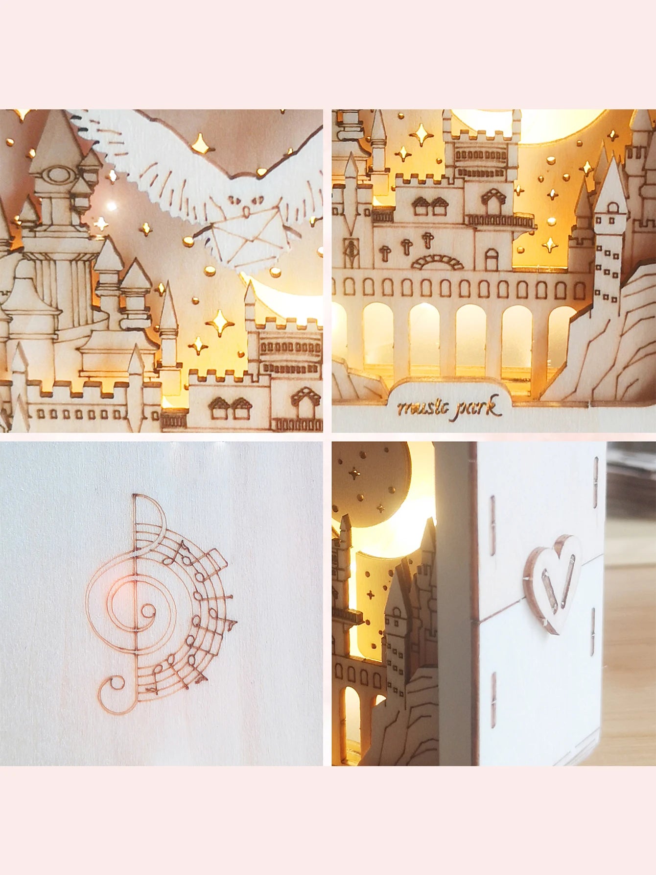 3D Wooden Puzzles Castle Model Kit Night Lights For Kids Desk Decorations Birthday Christmas Gifts For Women