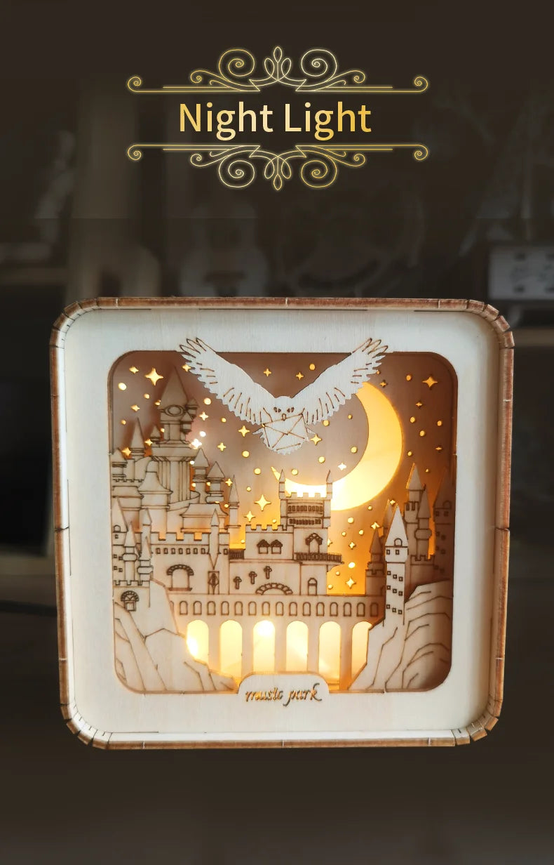 3D Wooden Puzzles Castle Model Kit Night Lights For Kids Desk Decorations Birthday Christmas Gifts For Women