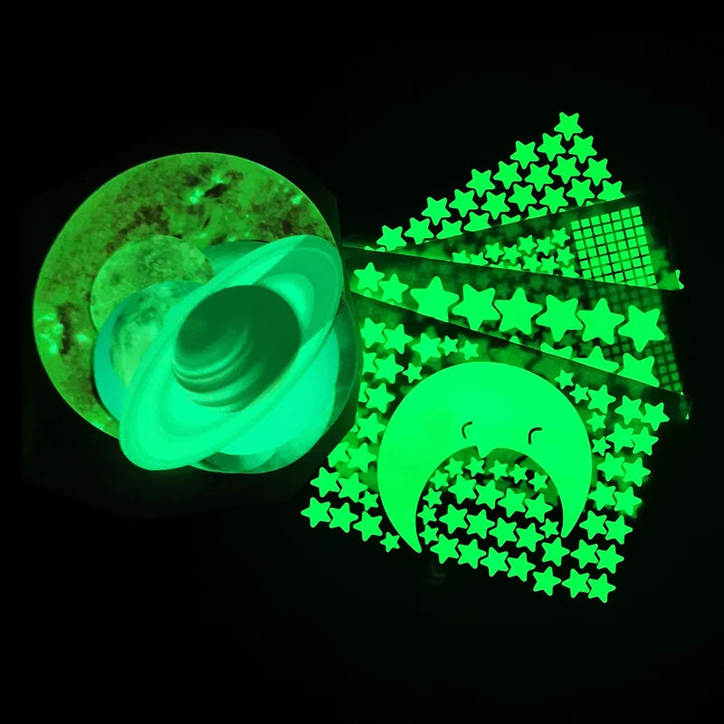 525PCS Box Packed Luminous Nine Planets Wall Sticker for Kids Bedroom Living Room Glow In The Dark DIY Party Home Decor