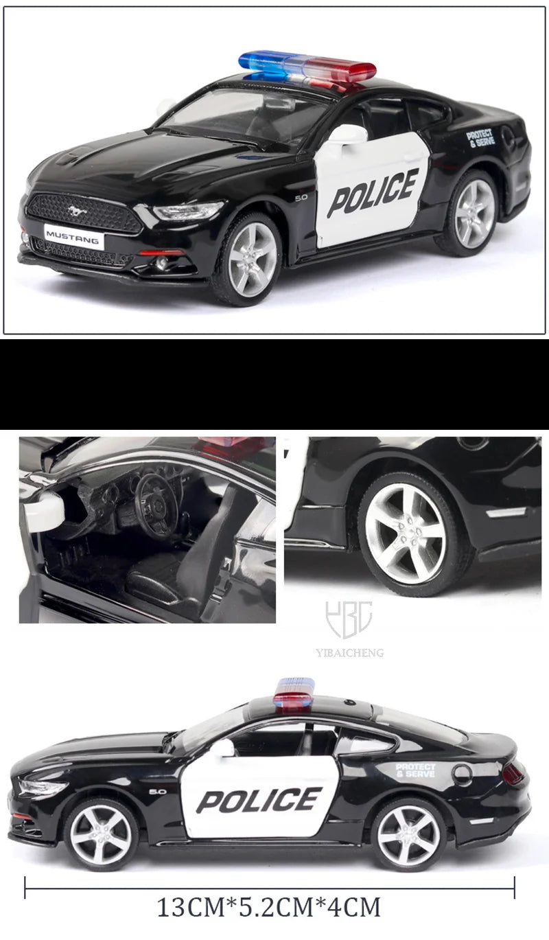 1/36 Car Model Toy Ford Lamborghini Challenger Diecast Alloy Police with Pull Back Metal Sports Cars Model for Boy Birthday Gift