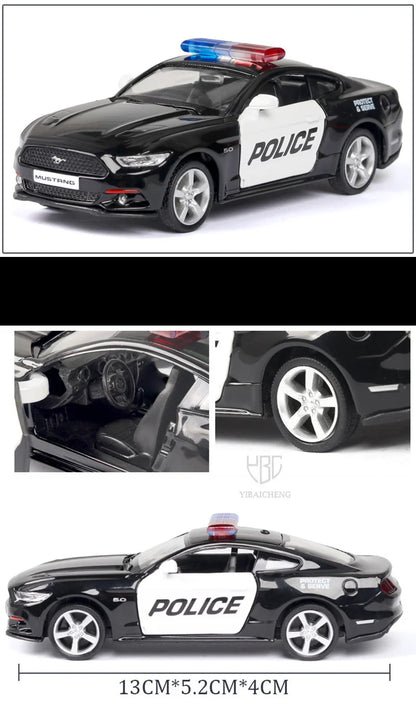 1/36 Car Model Toy Ford Lamborghini Challenger Diecast Alloy Police with Pull Back Metal Sports Cars Model for Boy Birthday Gift