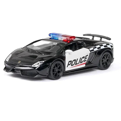 1/36 Car Model Toy Ford Lamborghini Challenger Diecast Alloy Police with Pull Back Metal Sports Cars Model for Boy Birthday Gift