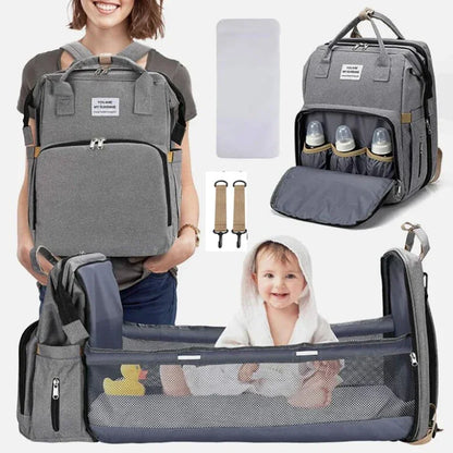 Mother Backpack Multifunctional Large Baby Crib Mommy Bag Foldable Newborn Care Stroller Organizer Diaper Bags with Changing Pad