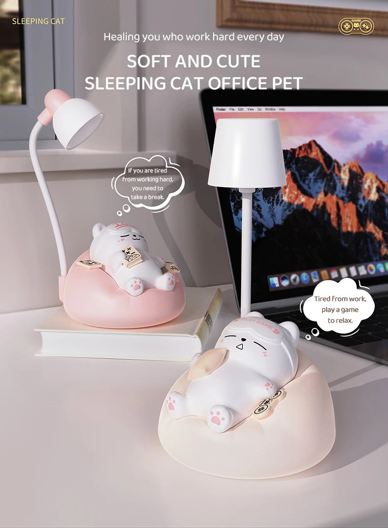4 Style Cute Cat Night Light Accompany Children Birthday Gift Rechargeable Cartoon Silicone Lamps Room Bedside Decoration Soft
