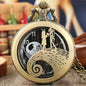 Fashion Lovers Skeleton Quarzt Pocket Watch with Chain Necklace Vintage Quartz Pendant Watches Clock Chain Mens Women