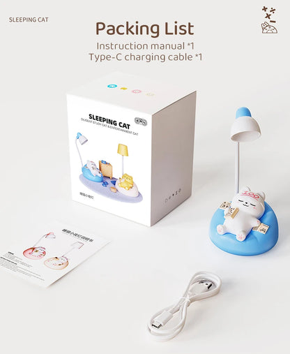 4 Style Cute Cat Night Light Accompany Children Birthday Gift Rechargeable Cartoon Silicone Lamps Room Bedside Decoration Soft