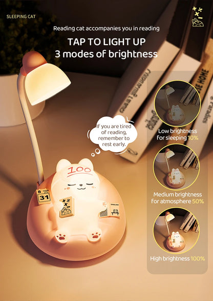4 Style Cute Cat Night Light Accompany Children Birthday Gift Rechargeable Cartoon Silicone Lamps Room Bedside Decoration Soft