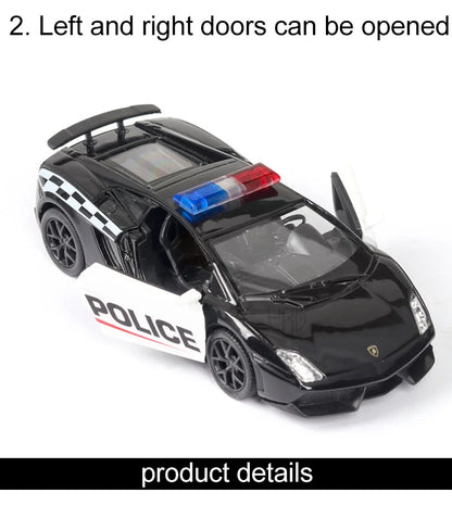 1/36 Car Model Toy Ford Lamborghini Challenger Diecast Alloy Police with Pull Back Metal Sports Cars Model for Boy Birthday Gift