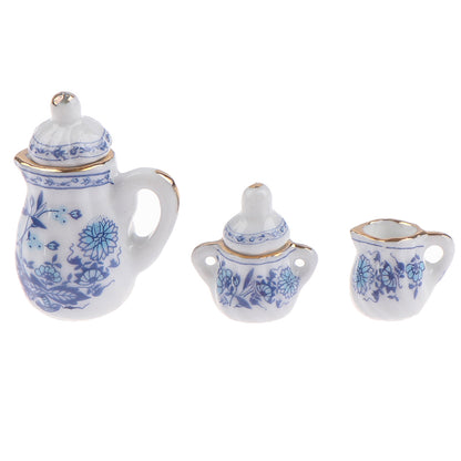 15Pcs 1:12 Dollhouse Miniature Tableware Porcelain Ceramic Tea Cup Set Model Kitchen Accessories For Doll House Decor Toys Gift