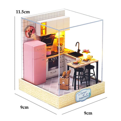 DIY Miniature Dollhouse Kit 3D Puzzle Furniture Assembly Model Doll House Educational Wooden Toys For Children Gifts