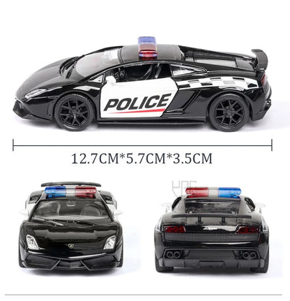 1/36 Car Model Toy Ford Lamborghini Challenger Diecast Alloy Police with Pull Back Metal Sports Cars Model for Boy Birthday Gift