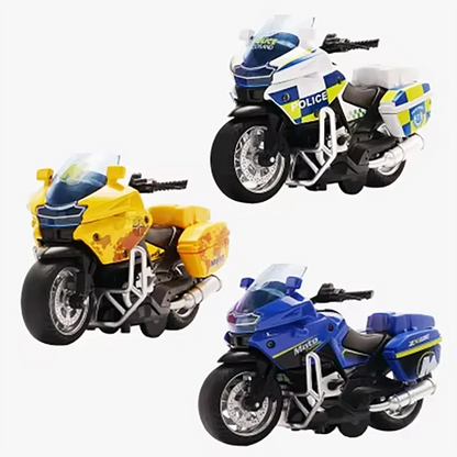 1/14 Alloy Motorcycle Pull Back Men's Locomotive Police Car Simulation Vehicle Model Toy with Light and Music Children's Toys